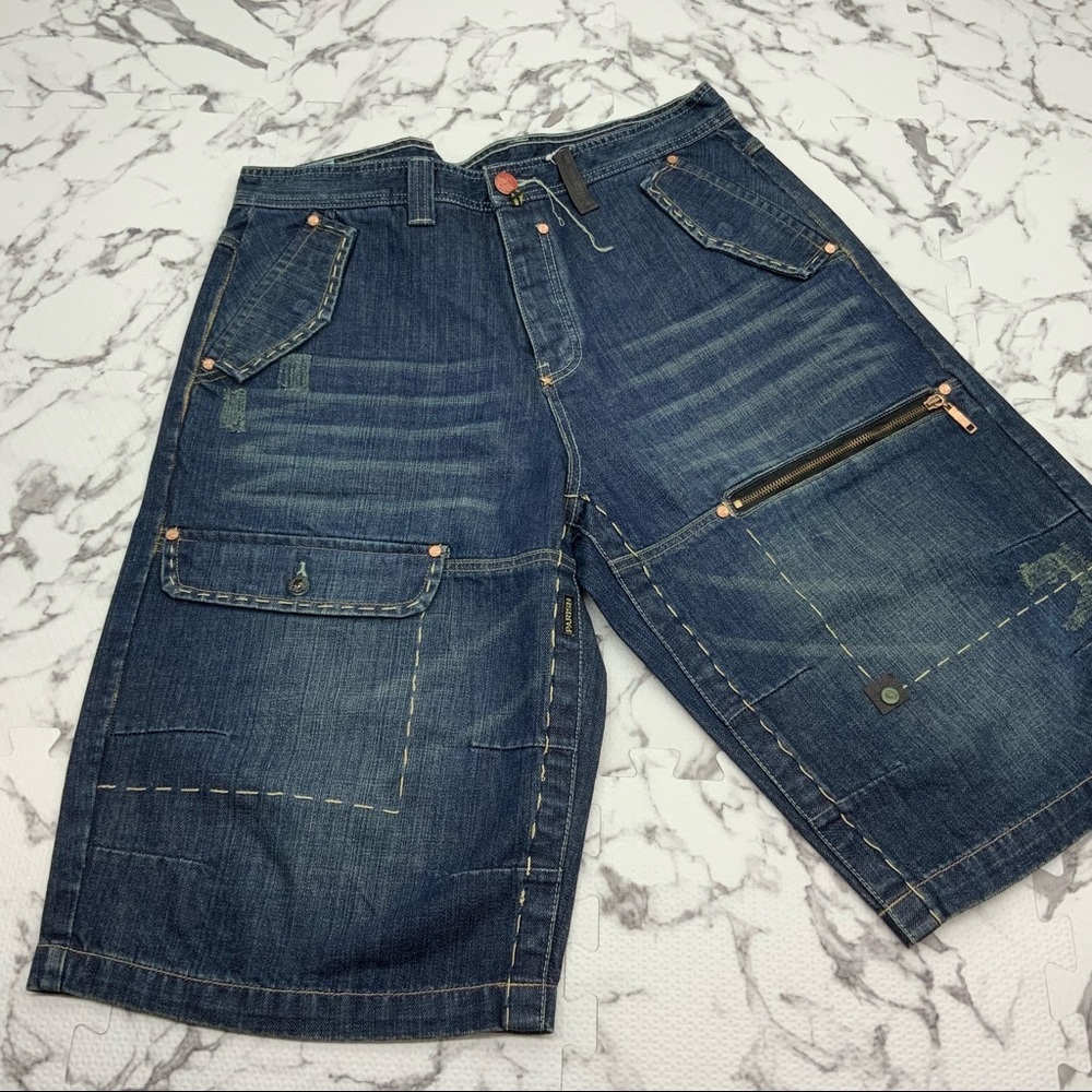 Men's Parish Mid Blue Cargo Denim Shorts